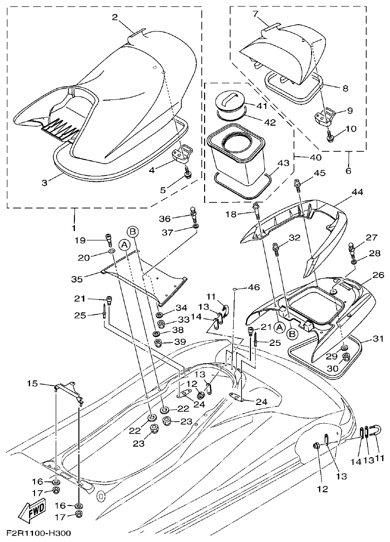 Yamaha GX18 SEAT & UNDER LOCKER parts diagram